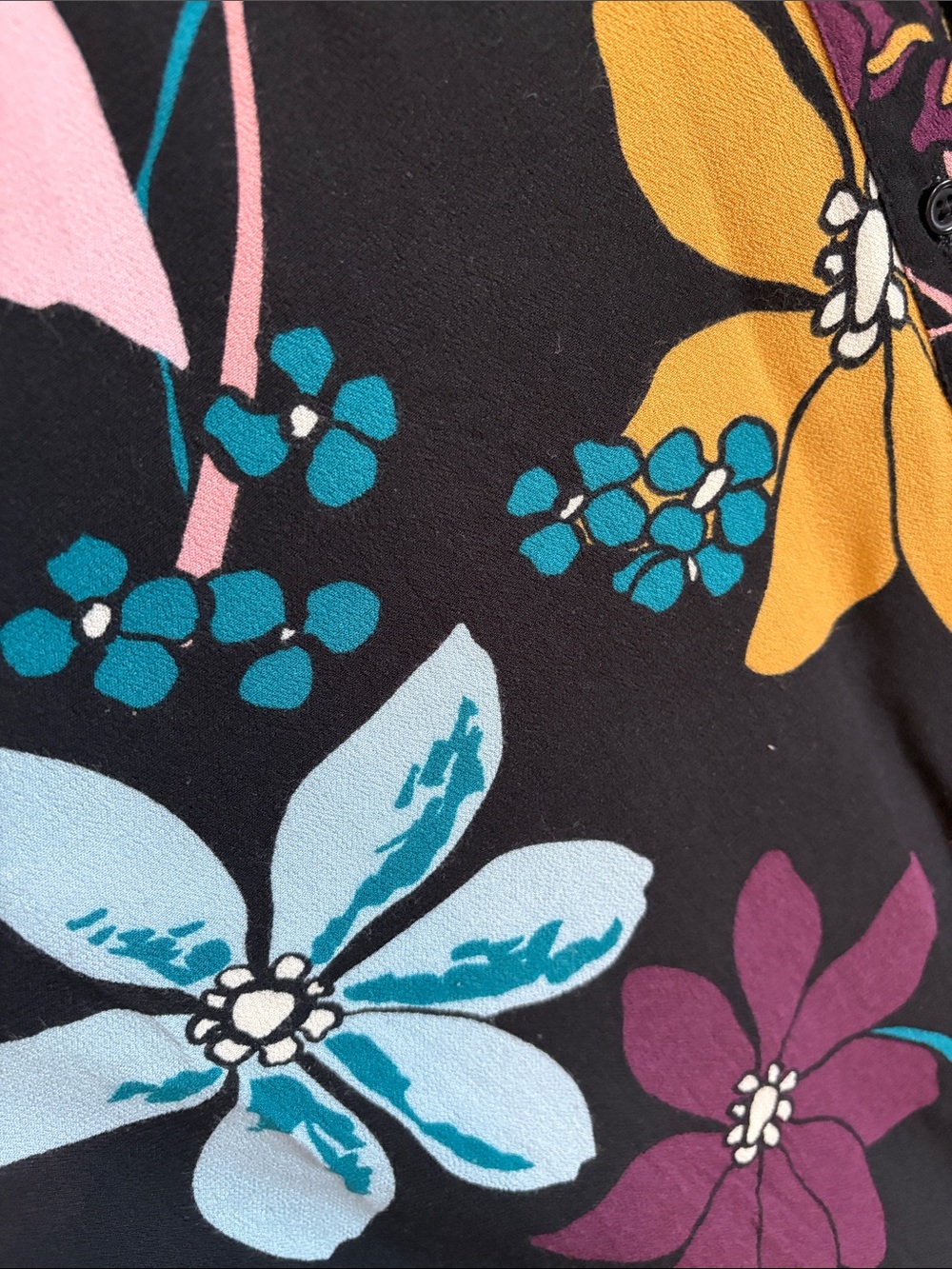 Who What Wear Black Midi Shirt Dress with Multicolor Floral Print - Picture 5 of 5